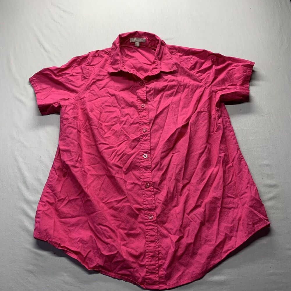 Woman Within M 14/16 Pink  Short Sleeve Blouse